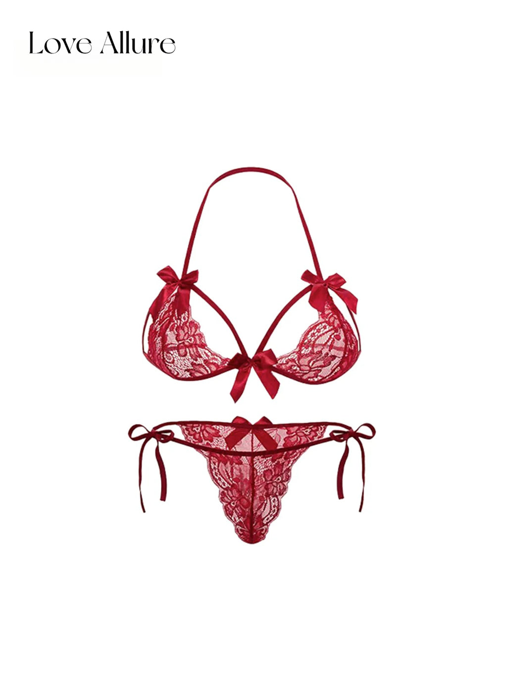 Rina • レースノンワイヤーブラ&Tバックショーツセット