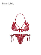 Rina • レースノンワイヤーブラ&Tバックショーツセット