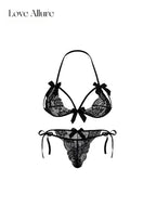 Rina • レースノンワイヤーブラ&Tバックショーツセット